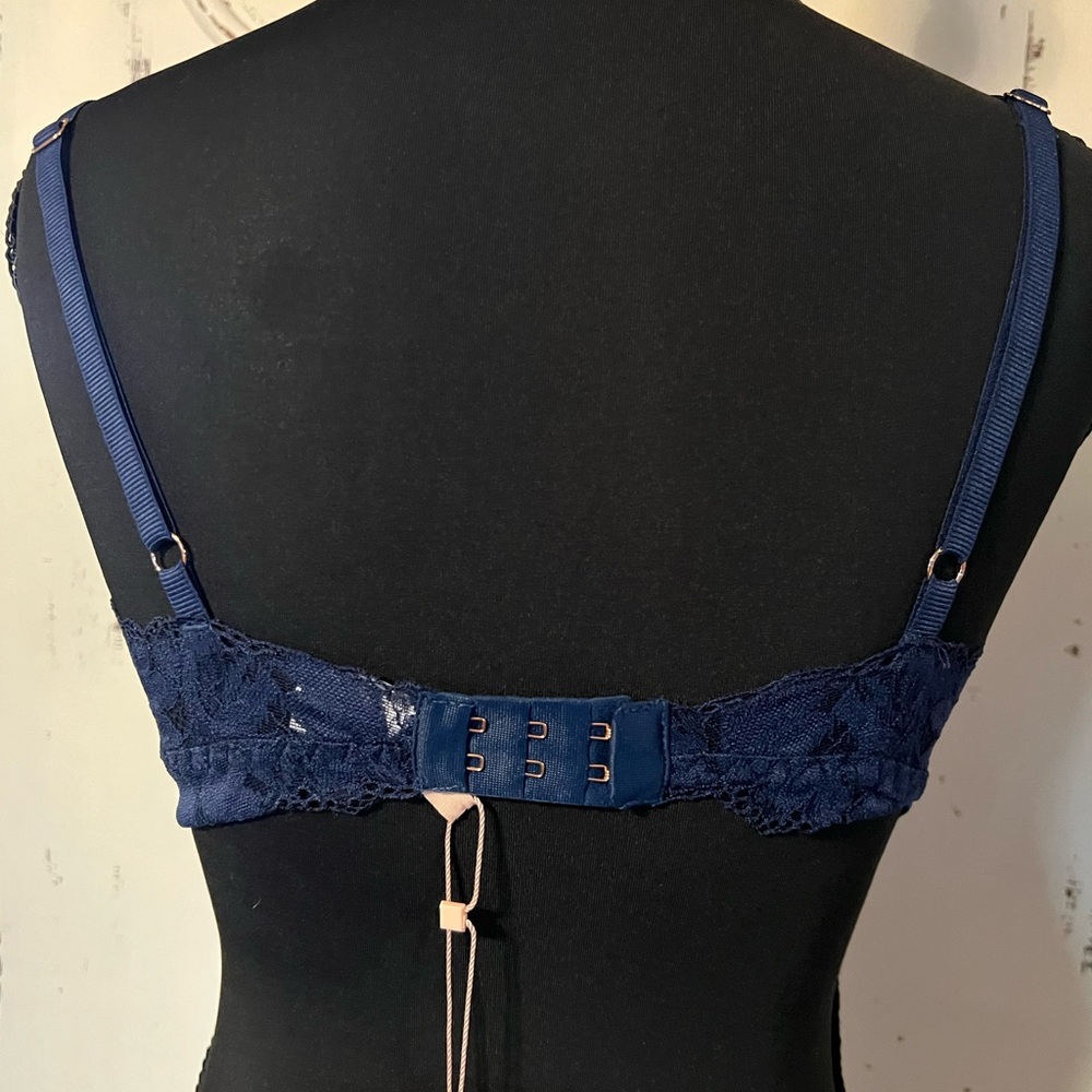 Eberjey Blue Lace Trim Bra Intimates - Picture 3 of 7